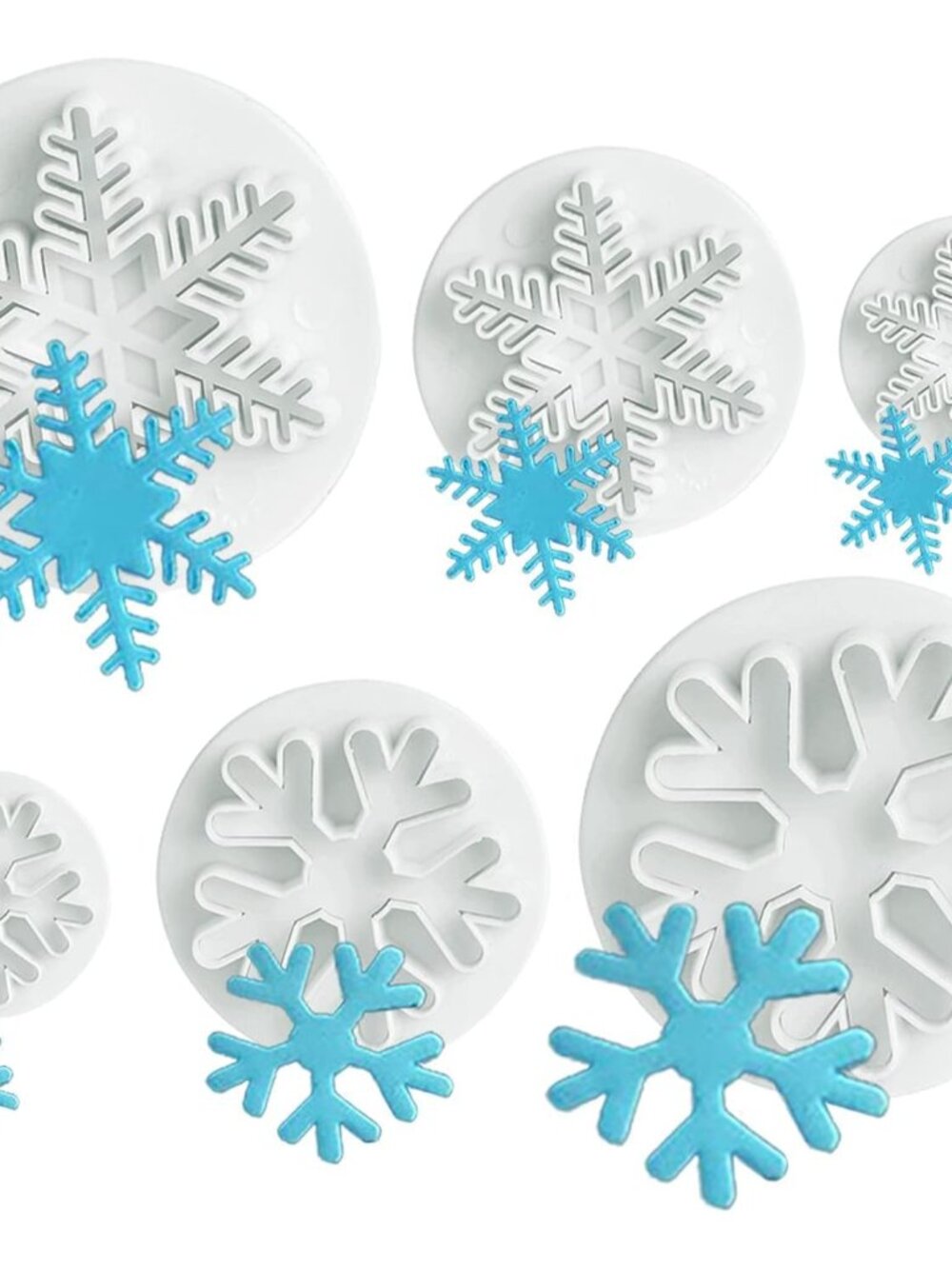 6 Pcs Snowflake Plunger Fondant Cutter for Christmas Baking Tool